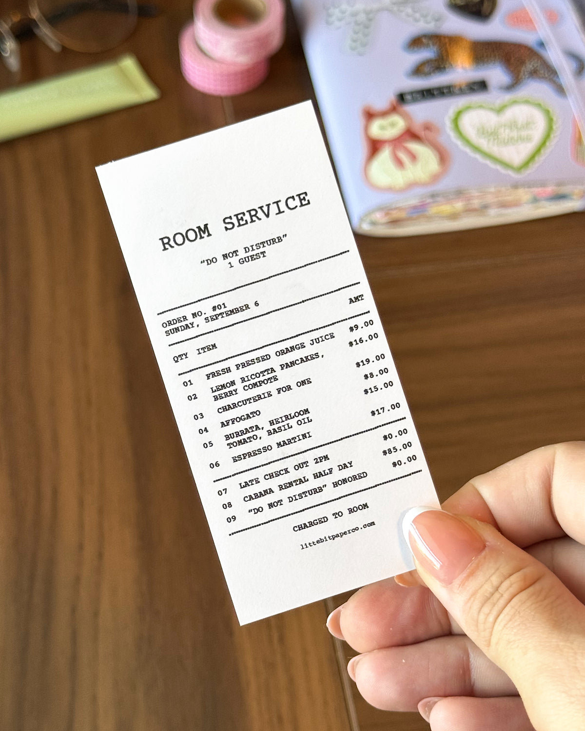 Room Service Receipt